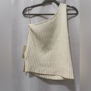 NWT Aritzia Wilfred canto one shoulder wool blend knit sweater cream size L